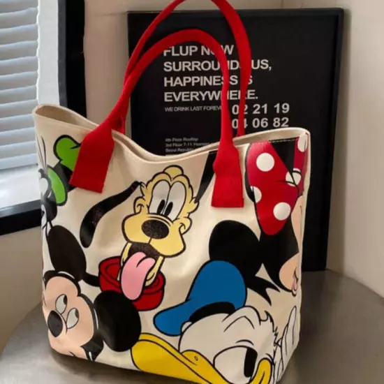 Cartoon Mickey Fashion Versatile LargeCapacity Canvas Shoulder Bag Casual Bag