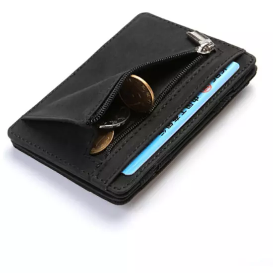 Slim Wallet Magic Credit Card Holder Coin Bag Money Clip Billfold Faux Leather H