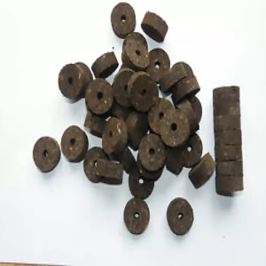 90 BURL CORK RINGS 11/4"X1/2" BURNT BORE 1/4" 