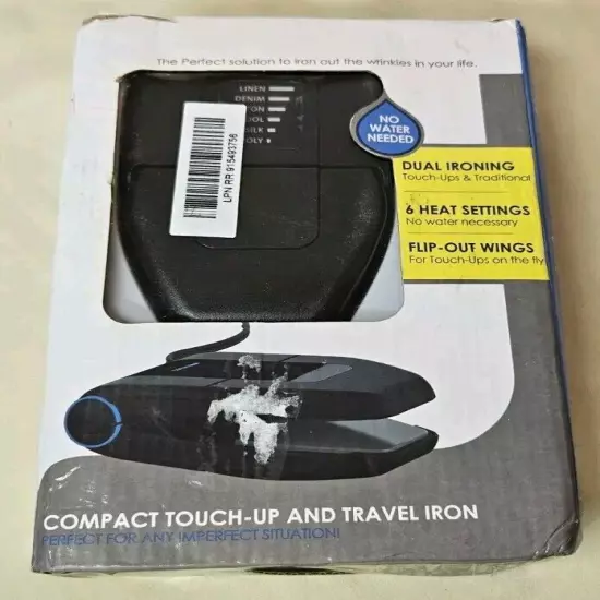 Collar Perfect Compact TouchUp Folding Travel Iron, Portable Mini Iron, 6-Heats 