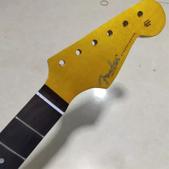 Yellow gloss Vintage 21 fret Maple ST electric guitar neck 25.5 tuner hole 8mm