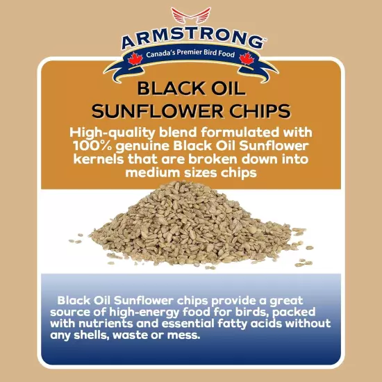 Armstrong Wild Bird Food Black Oil Sunflower Chips, 20 Pounds - for Northern Car