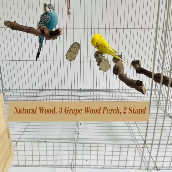 5PCS Bird Perch Stand Natural Wooden Parrot Stand Branch, 3 Grape Wood Perch,...