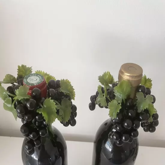 Wine Bottle Toppers Plastic Grapes Set of 2. Mid Century Vintage