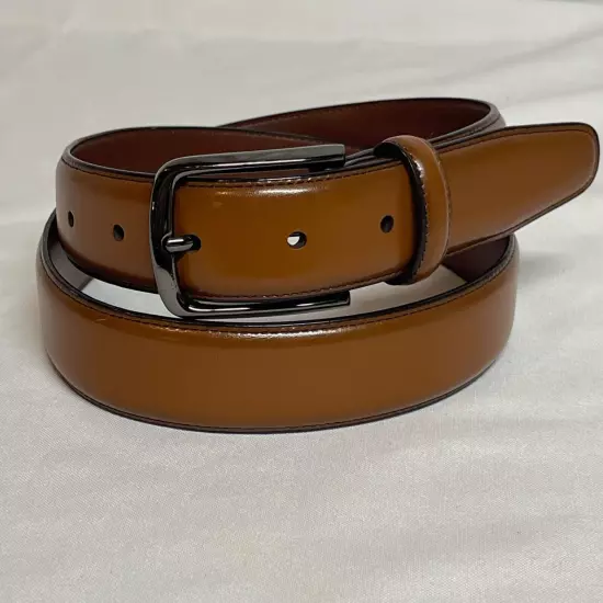 New NWOT Perry Ellis Portfolio Size 36/90 Brown Full Grain Cowhide Leather Belt