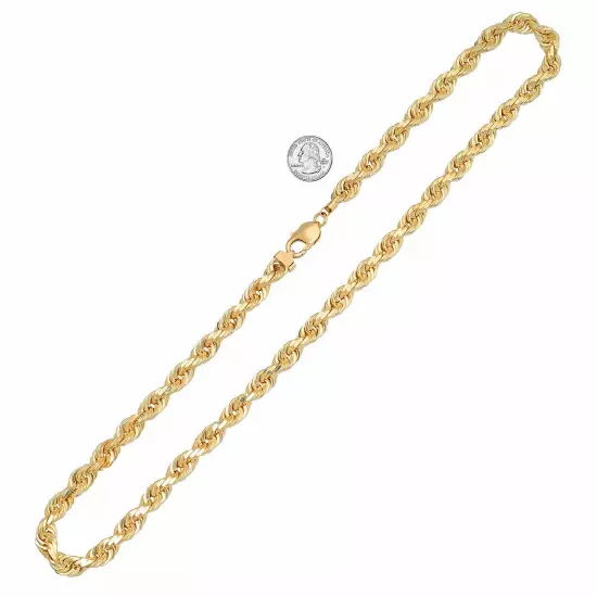 14k Solid Yellow Gold Rope Chain Necklace Bracelet 1mm-10mm Men Women Sz 7"-30"