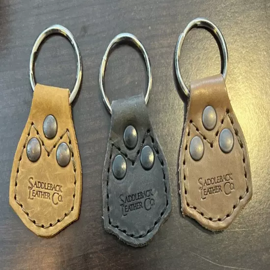 (3) Saddleback Leather Key Chains Dusty Carbon and two tobacco