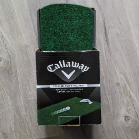 Callaway Deluxe Putting Mat Golf Practice Mat 14" x 8' Green Home/Office New. 