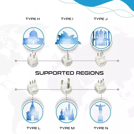 Ceptics Travel Adapter with Types A-M International Plug Adaptor Kit, Set of 12