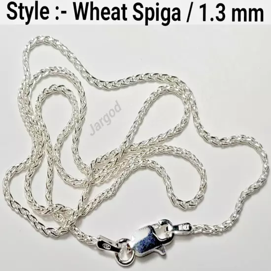 Real Solid 925 Sterling Silver Wheat Spiga Rope Chain Necklace Italy Jargod