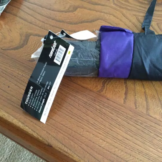 Rainkist 43" Arc Auto Open Foldable Umbrella Black & Purple w/ Carry Sleeve NWT 