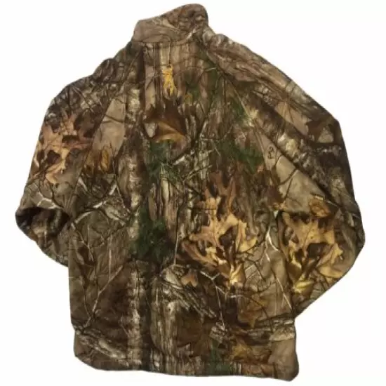 Browning Camo Jacket Camouflage Zip-up Fleece Sz Medium With Holes