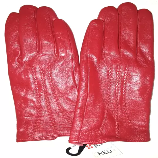 JLY NWT fleece-lined red leather gloves womens size M