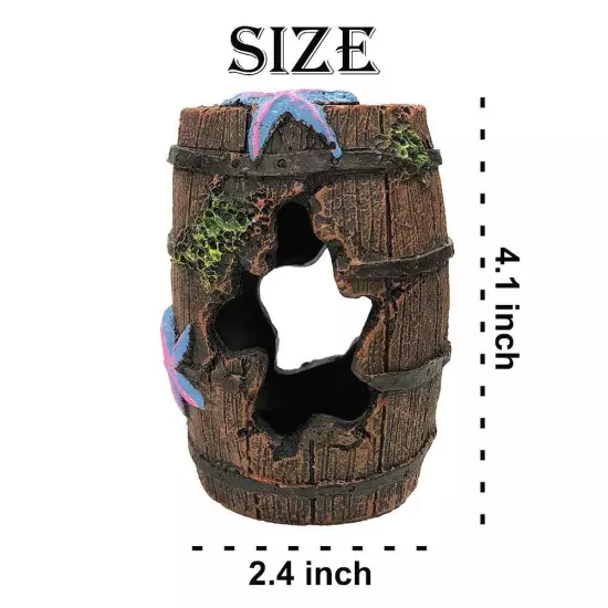 Aquarium Broken Barrel Decorations - Betta Cave Hideout Wood Trunk Log for Fi...