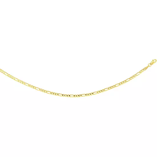 10k Solid Yellow Gold Figaro Chain Necklace 2.23mm-10.25mm Sz 16-30 Inches