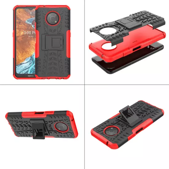 For Nokia G300 Case Rugged Shockproof Kickstand Phone Cover + Screen Protector