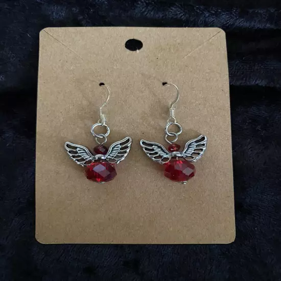 Red Bead Angel Earrings