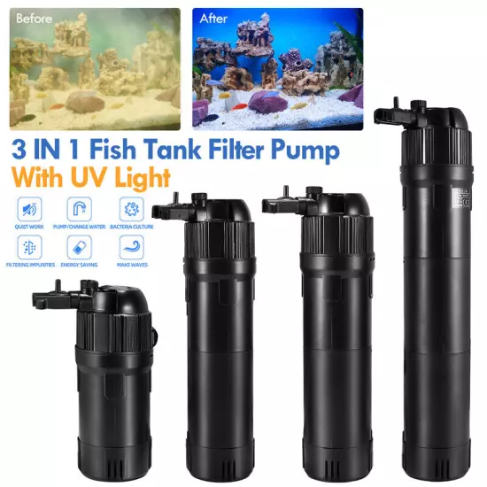 5-in-1 Internal Aquarium Fish Tank UV Sterilizer Filter Submersible Water Pump