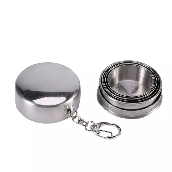 S/M/L Stainless Steel Travel Folding Cup Camp Keychain Retractable Telescopic