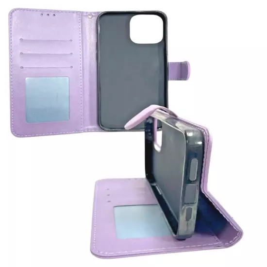 Flip Credit Card Holder Wallet Case for iPhone 13 Pro Max, Free Tempered Glass