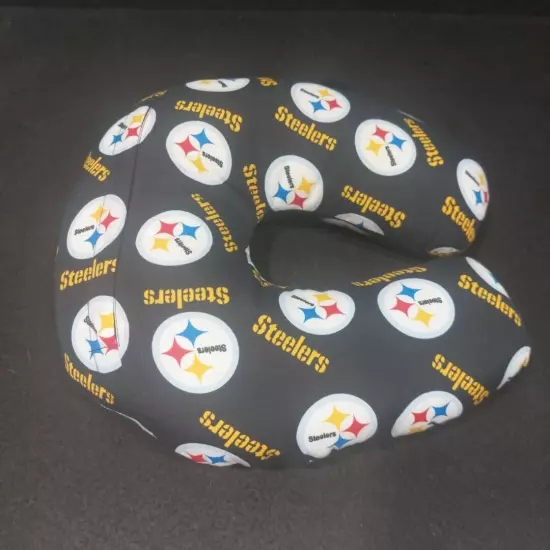 NFL Pittsburgh Steelers Neck Travel Pillow With Logo Removable Washable Cover 