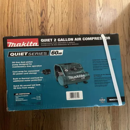 Makita Quiet Series 1 HP 2 Gallon Oil‑Free Electric Air Compressor NEW