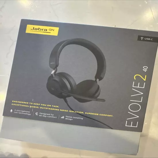 Jabra Evolve2 40 Stereo Headset (UC, USB-A) - Black