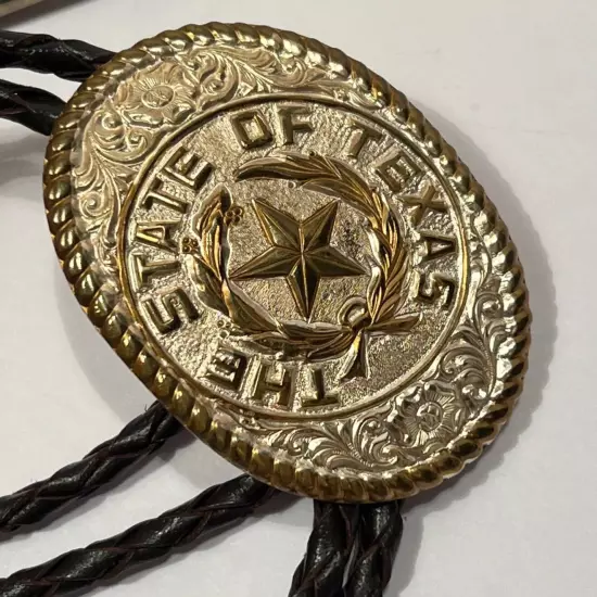 VTG Crumrine Star Of Texas Seal Bolo Tie Made USA Star Mens Western