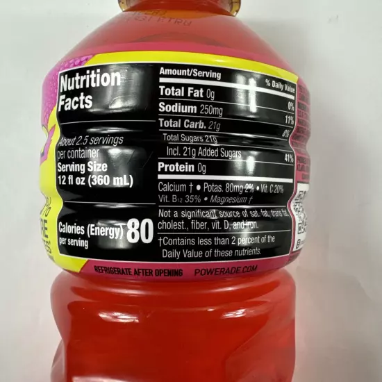 Powerade SOUR Sports Drink Watermelon Lime 28Oz 80Cals 50%More Electrolytes 10Pk