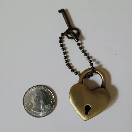 Mini Heart Shape Padlock With Key Travel Tiny Lock Antiqued Bronze