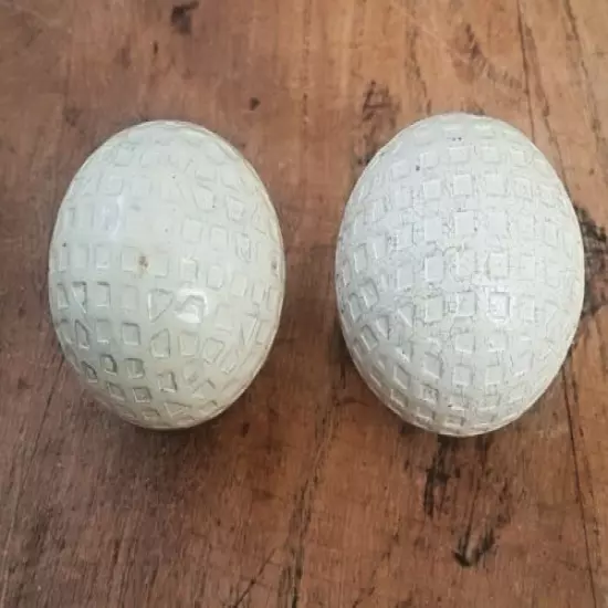 2 Vintage Square Mesh Hexagon Pattern Golf Balls 