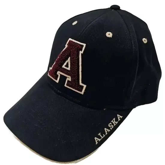 VTG ALASKA The Great Lss Asd nd Circle Baseball Hat Dad Cap Black Cotton.