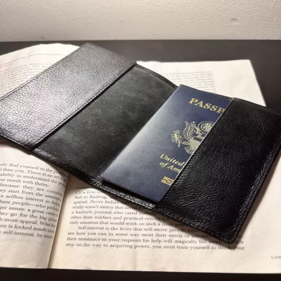 Chrome Hearts Cross Passport Cover Black Leather