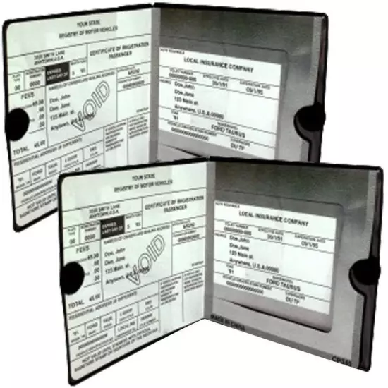 Essential Car Auto Insurance Registration Black Document Wallet Holders 2 Pack