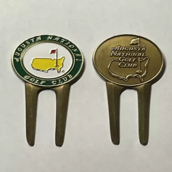 Vintage Rare Augusta National Golf Club Members Divot Tool & 1" Coin Golf Marker