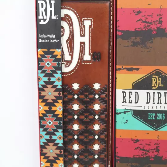 Red Dirt Hat Rodeo Wallet Embossed Ivory Inlay Western Cowboy Genuine Leather