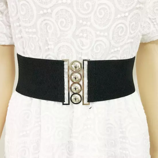 Womens Wide Belts Elasticated Ladies Casual Stretch Buckle Dress Waist Belt