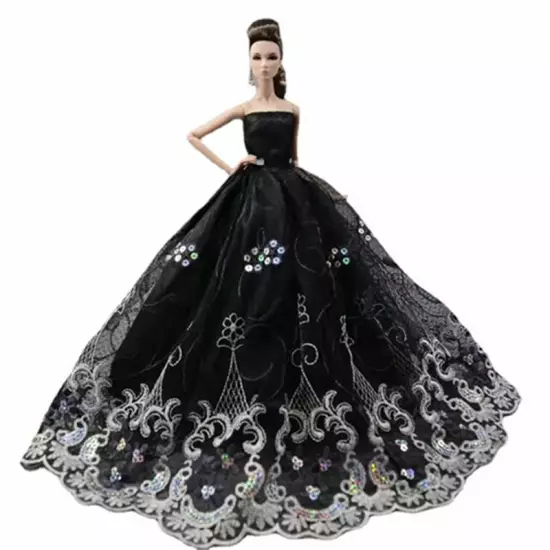 Black Style 1/6 Doll Clothes Handmade Wedding Dress 11.5" Dolls Outfits Gown Toy