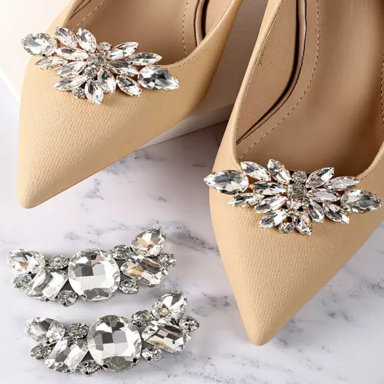 Diamante Rhinestone Shoe Clips Charms Buckle Removable Crystal Shoe Decoration