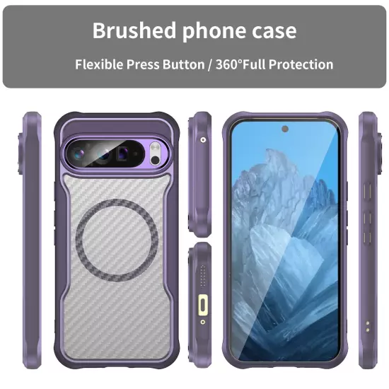 For Google Pixel 9 Pro XL/9 Pro/8A Non-Slip Carbon Fiber Texture Clear Slim Case