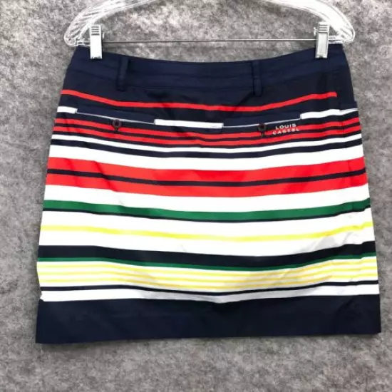 Louis Castel Golf Skirt Skort Womens 76 (30") Red Blue Striped Tennis Athletic