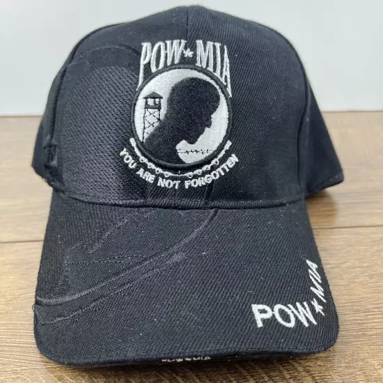 POW MIA Hat Not Forgotten Hat Black Hat Adjustable Adult Size Hat Black Cap