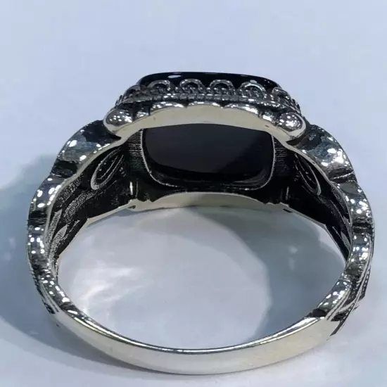 Men Silver 925 Natural Onyx Gemstone Ring,Royal,Luxury خاتم فضة اونكس طبيعي