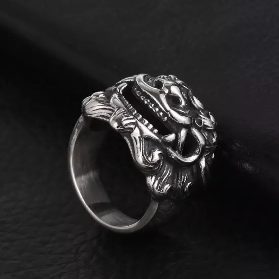 Gothic Men's Tribal Lion Totem Mask Rings Stainless Steel Master Ring Biker Punk