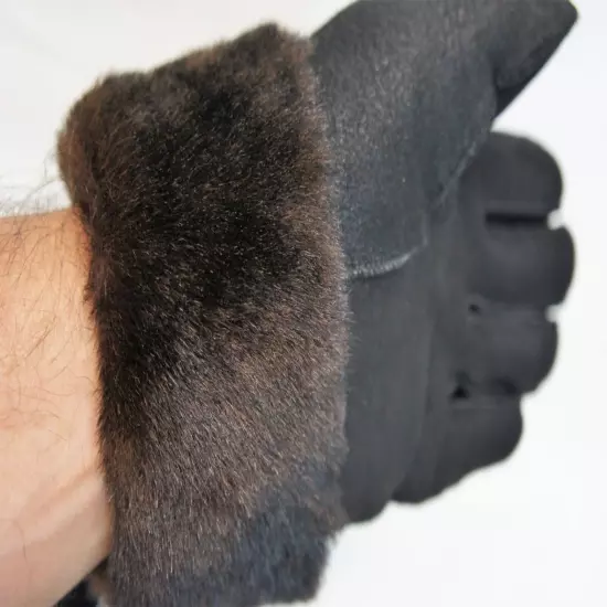 REAL GENUINE SHEEPSKIN SHEARLING LEATHER GLOVES UNISEX Fur Winter 2 Colors S-2XL