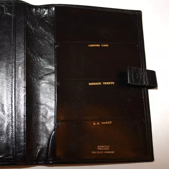 Princess Gardner Black Leather Travel Passport Breast Pocket Wallet