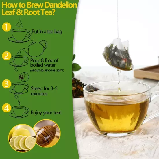 Premium 100 Dandelion Leaf & Root Tea Bags 7.06oz Herbal Tea Caffeine Free