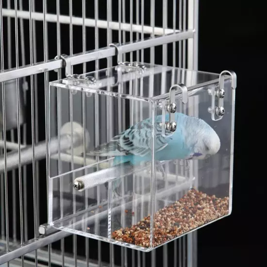 Automatic Bird Feeder No Mess Bird Cage Pet Feeder Seed Food Container for Parak