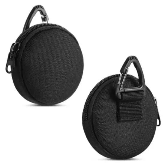 Black Tactical Wallet Pouch Key Coin Purse With Hook Earphone Bag Pouch Hunting