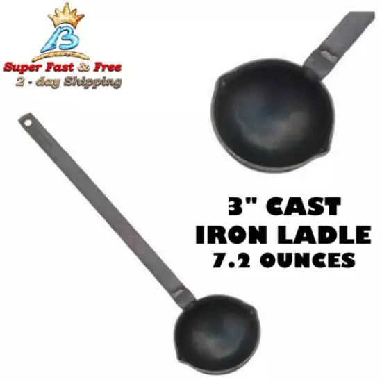 Cast Iron Ladle W/ 3" Length 7.2 Ounces Black For Precision Lead Solder Casting